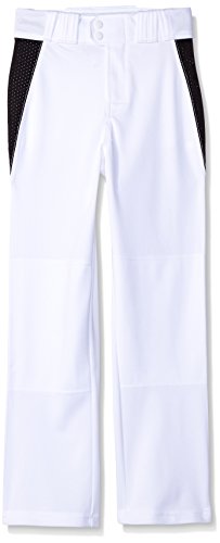 Rawlings Jugend Relaxed Fit Notch Einsatz Baseball Hose, Unisex Jungen Mädchen, YBPVP-W/B-88, White with Black Insert, Youth S von Rawlings