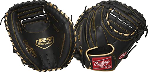 Rawlings Jungen R9CM325BG-3/0 Baseball-Handschuh, 82,5 cm-1 Stück massiv-schwarz/Gold, 32.5 inch von Rawlings