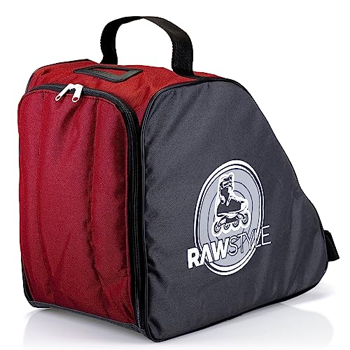 Rawstyle Inliner Rucksack Rollschuhtasche Skate Eishockey Bag Schlittschuhtasche mit verstellbaren Schultergurten universal (schwarz-Bordeaux) von Rawstyle