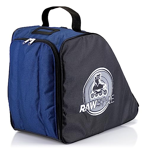 Rawstyle Inliner Rucksack Rollschuhtasche Skate Eishockey Bag Schlittschuhtasche mit verstellbaren Schultergurten universal (schwarz-blau) von Rawstyle