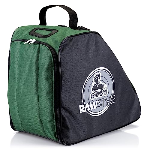 Rawstyle Inliner Rucksack Rollschuhtasche Skate Eishockey Bag Schlittschuhtasche mit verstellbaren Schultergurten universal (schwarz-dunkelgrün) von Rawstyle