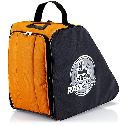 Rawstyle Inliner Rucksack Rollschuhtasche Skate Eishockey Bag Schlittschuhtasche mit verstellbaren Schultergurten universal (schwarz-orange) von Rawstyle