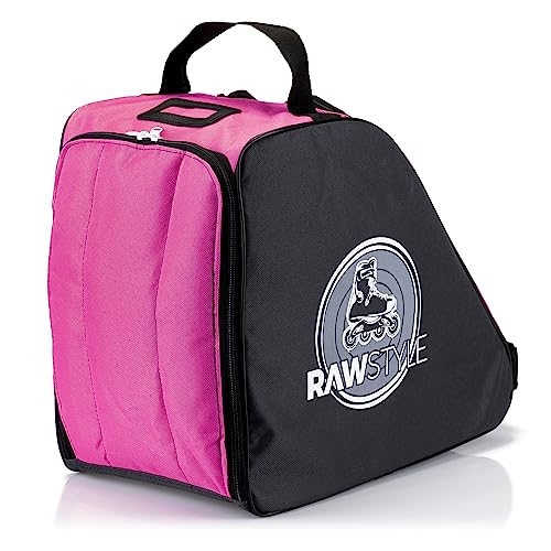 Rawstyle Inliner Rucksack Rollschuhtasche Skate Eishockey Bag Schlittschuhtasche mit verstellbaren Schultergurten universal (schwarz-pink) von Rawstyle