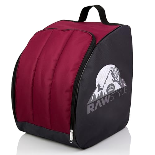 Rawstyle Skischuhtasche Skistiefeltasche Rucksack Helm für Hart-Soft-Boots Inliner Bootbag Tasche Modell 2 (schwarz-Bordeaux) von Rawstyle