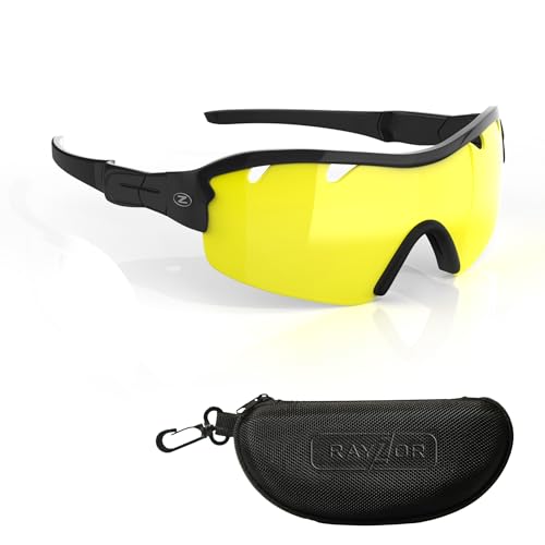 RayZor Sport Sonnenbrille Herren und Damen – Radbrille – Laufbrille – Kricketbrille – Wanderbrille – Golfbrille – UV400 Schutz – polarisierte Sonnenbrille Herren und Damen – Sonnenbrille Herren Sport von RayZor