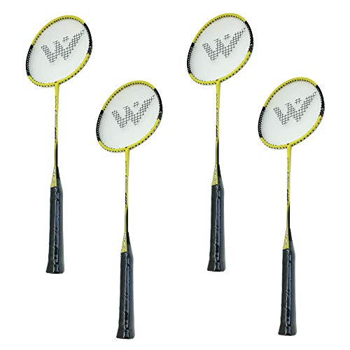 Rayline Sport Serie - 4er Set Badminton Schläger BD001 für Erwachsene (Farbe: Gelb), Gesamtlänge: ca. 66 cm - Gewicht: 100g / passend für Anfänger und Gelegenheitsspieler von Rayline Sport Serie