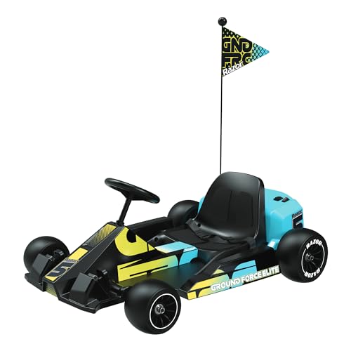 Razor Ground Force Elite - Elektro-Go-Kart für Kinder ab 13 Jahren mit Vorwärts- und Rückwärtsfahrt, 22km/h Höchstgeschwindigkeit, 40 Minuten Fahrzeit, 350W mit 36V 5Ah Batterie - Schwarz und Blau von Razor