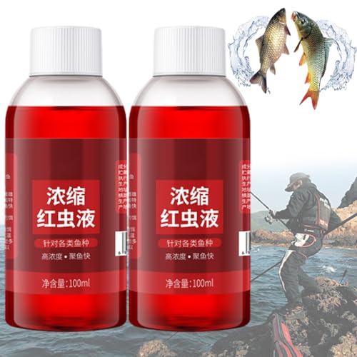 RePaLy Red Ink Fishing, Red40 Fishing Liquid, Red 40 Fishing Liquid, Red Ink Konzentrierter Flüssiger Angelköder, Starker Fischlockstoff, Hochkonzentrierte Rote Wurmflüssigkeit (2 Flaschen) von RePaLy