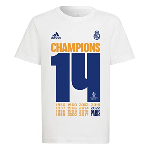 Real Madrid Unisex Baby Rm UCL Champ Y T-Shirt, weiß, 12 años von Real Madrid