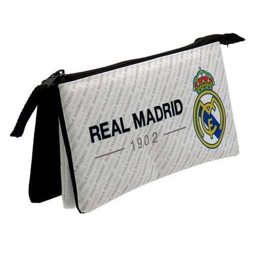 Real Madrid Federmäppchen mit 3 Fächern HALA Madrid 1902 für Kinder, Farbe offizielles Produkt, weiß, Kindergepäck von Real Madrid