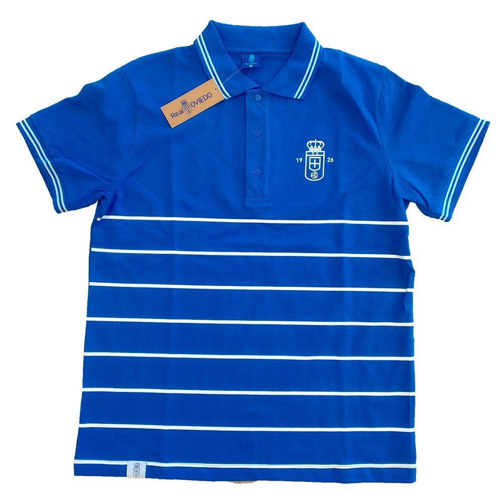 Real Oviedo Striped Junior Short Sleeve Polo Shirt Blau 8 Years von Real Oviedo