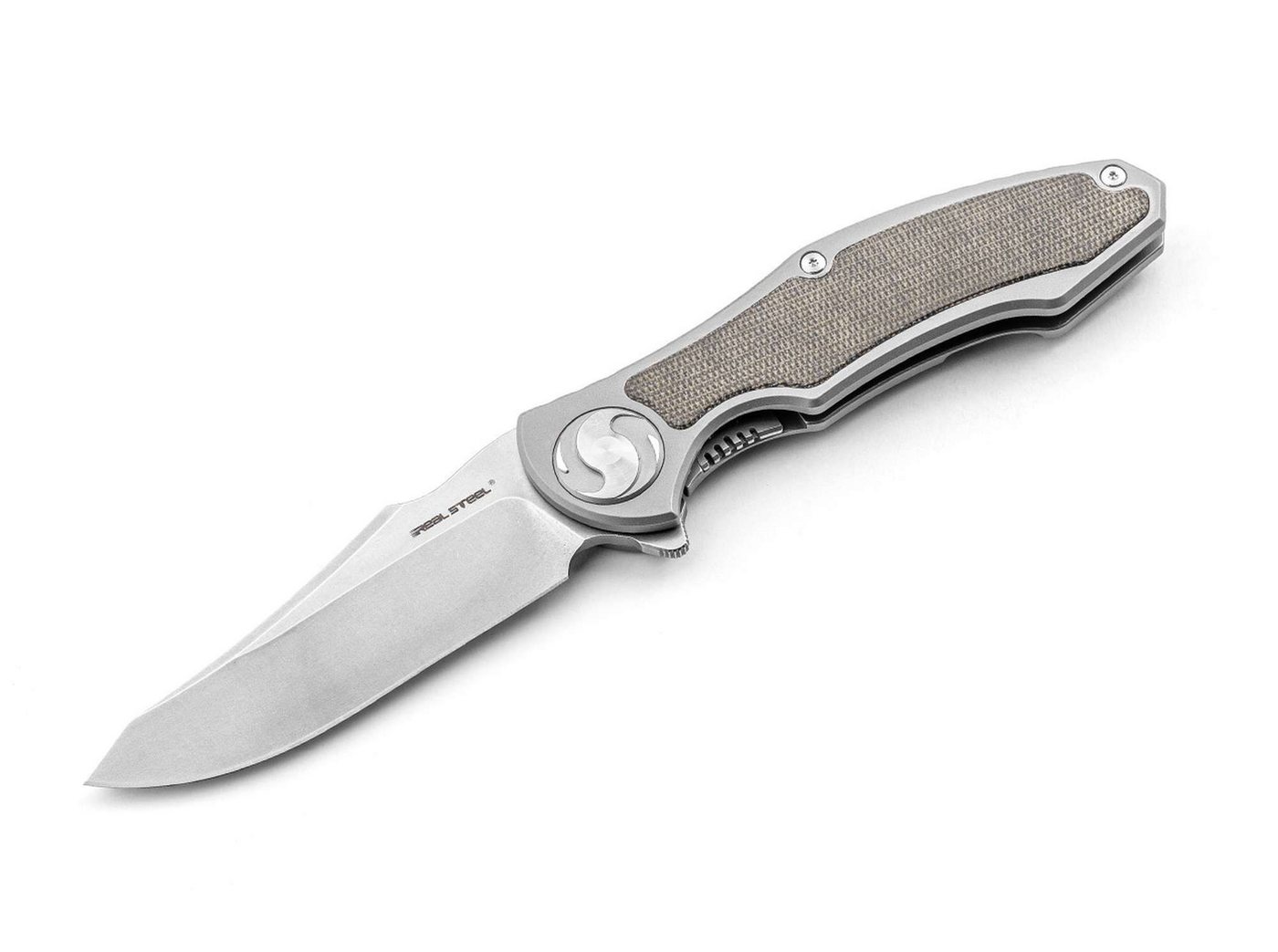 Real Steel Taschenmesser Real Steel Exorcist S35VN Ti Green Micarta One Scale von Real Steel