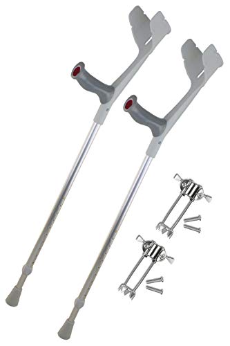 REBOTEC Soft-Grip Gehhilfe Made in Germany Paar Unterarm-Gehstütze Krücke mit Eiskralle (Farbe: grau) von Rebotec