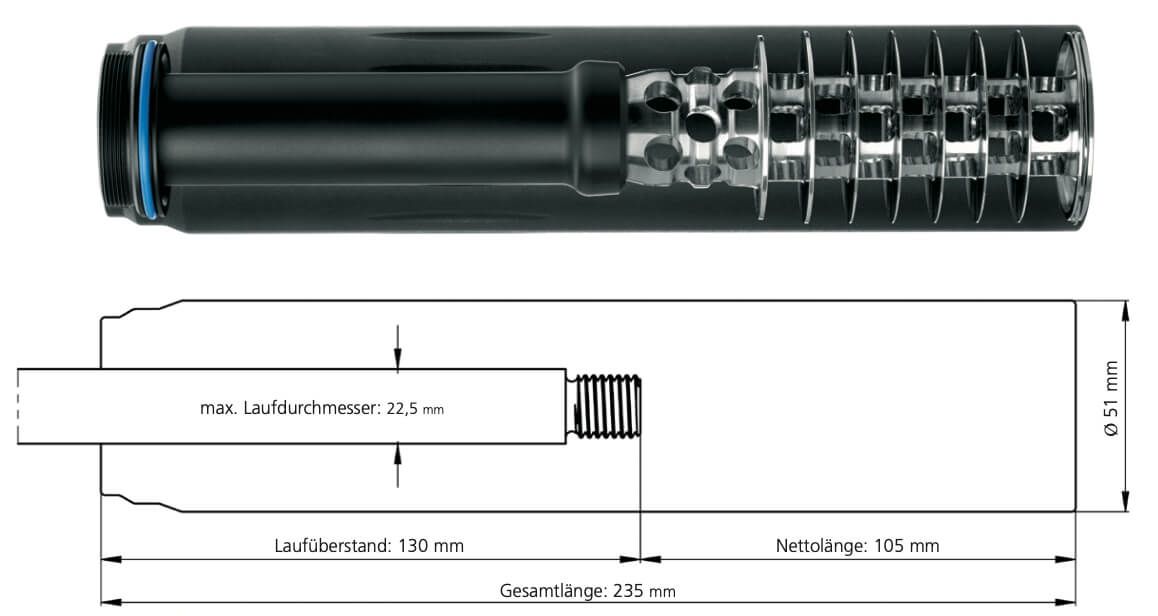 ERA-Silencer SOB2S Schalldämpfer 7,62mm (.30) Gewinde: 1/2"-20 UNF von ERA TAC