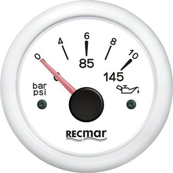 Recmar 10-184ºc 0/10 Bar Oil Pressure Indicator Weiß 51 mm von Recmar