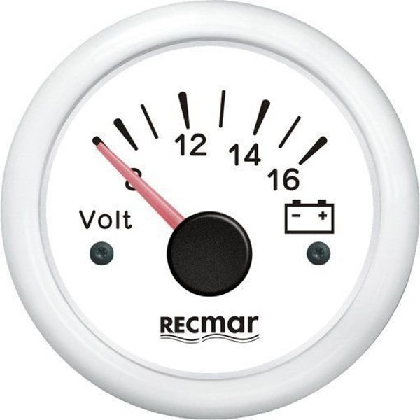 Recmar 8-16v Voltmeter Weiß 51 mm von Recmar