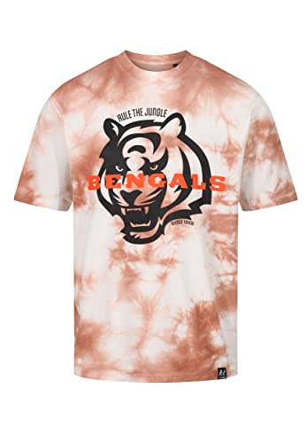 Recovered Cincinnati Bengals NFL Tie-Dye Relaxed Oversized T-Shirt Brown White - L von Recovered