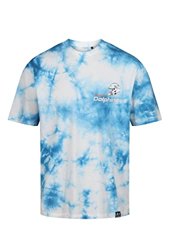 Recovered Miami Dolphins NFL Tie-Dye Relaxed Oversized T-Shirt Blue White - S von Recovered