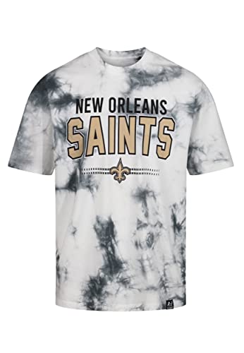 Recovered New Orleans Saints NFL Tie-Dye Relaxed Oversized T-Shirt Black White - XL von Recovered