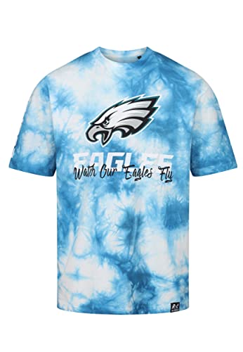 Recovered Philadelphia Eagles NFL Tie-Dye Relaxed Oversized T-Shirt Blue White - XXL von Recovered