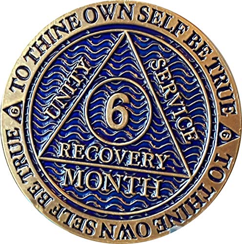 6 Monate AA Medaillon Antik Bronze Dusty Blue Farbe Nüchternheit Chip von RecoveryChip