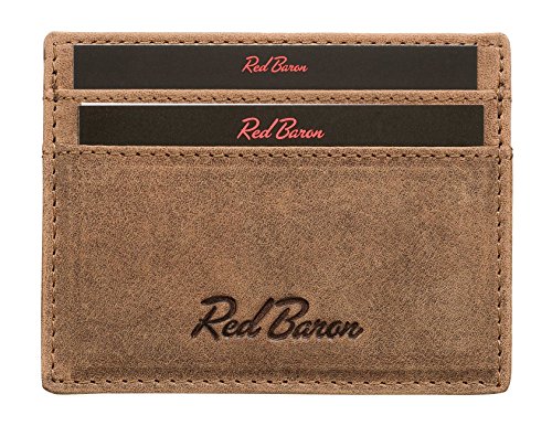 Red Baron Herren Kreditkarten-Etui aus echtem Leder Braun - Echtes Rindsleder Used Look Vintage RB-CC-001-05 von Red Baron