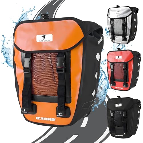 Red Loon 1 x robuste Fahrradtasche aus LKW-Plane – wasserdichte Packtasche für Gepäckträger in Orange von Red Loon