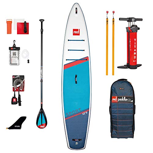 Red Paddle Unisex – Erwachsene 12’6″ Sport + Carbon 50 Nylon Tabelle Sup Und Paddle, Mehrfarbig, Uni von Red Paddle Co