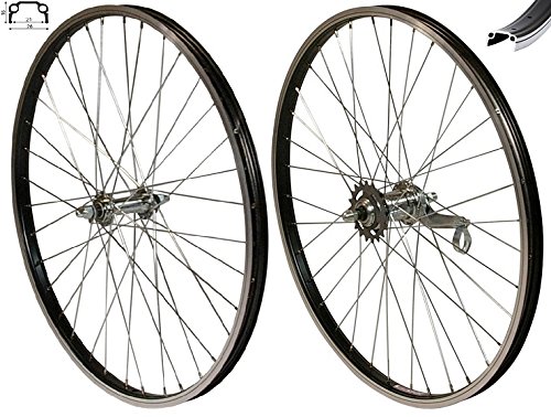 Redondo 24 Zoll Laufrad Set Hinterrad Vorderrad Felge Schwarz Rücktritt Bremse von Redondo