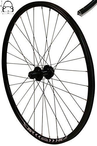 Redondo 26 Zoll Hinterrad Laufrad Fahrrad V-Profil Felge Schwarz 6-Loch Disc von Redondo