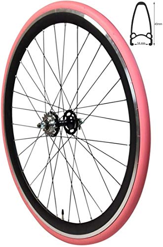 Redondo 28 Zoll Hinterrad Singlespeed Fixie Laufrad Felge Schwarz Pink + Reifen von Redondo