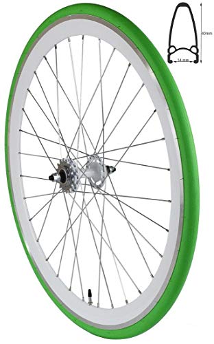 Redondo 28 Zoll Hinterrad Singlespeed Fixie Laufrad Felge Weiß Grün + Reifen von Redondo