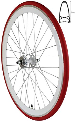 Redondo 28 Zoll Hinterrad Singlespeed Fixie Laufrad Felge Weiß Rot + Reifen von Redondo