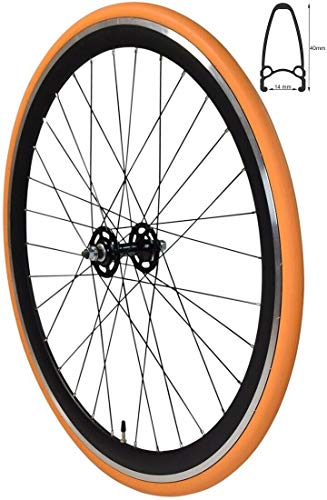Redondo 28 Zoll Vorderrad Singlespeed Fixie Laufrad Felge Schwarz Orange+ Reifen von Redondo