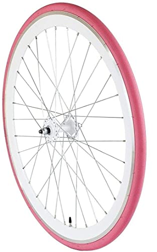 Redondo 28 Zoll Vorderrad Singlespeed Fixie Laufrad Felge Weiß Pink + Reifen von Redondo