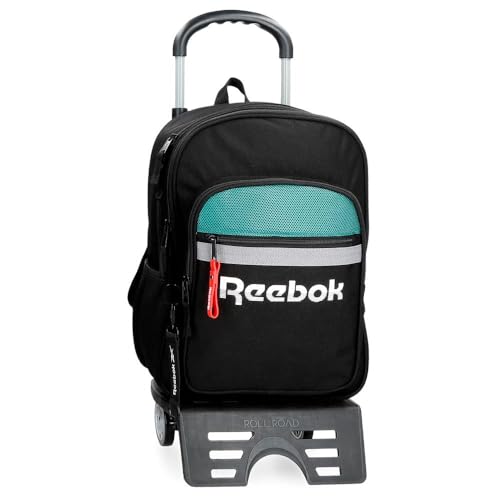 Reebok Andover Schulrucksack mit Trolley, Schwarz, 30 x 40 x 12 cm, Polyester, 14,4 l, Schwarz, Schulrucksack mit Trolley von Reebok