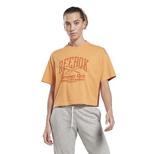 Reebok Damen Graphic T-Shirt, Orange, XS, Orange, XXL von Reebok