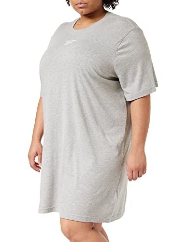 Reebok Damen T-Stück Kleid, Medium Grey Heather/White, L von Reebok