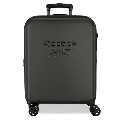 Reebok Franklin Kabinenkoffer, schwarz, 40 x 55 x 20 cm, Harter ABS-Kunststoff, Verschluss TSA 37L, 2,78 kg, 4 Doppelräder, Handgepäck, von Joumma Bags, Schwarz, Kabinenkoffer von Reebok