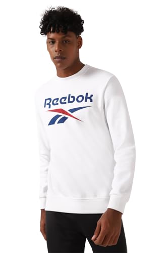 Reebok Herren Big Stacked Logo Crew Sweatshirt, Weiß, L, weiß, L von Reebok