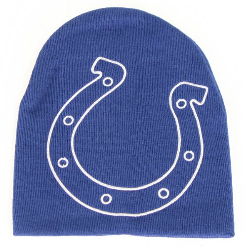 Reebok Hype Oversized Big Logo Skull Cap - NFL Cuffless Knit Beanie Hat, Herren Unisex-Erwachsene Jungen Damen, Indianapolis Colts, Einheitsgröße von Reebok