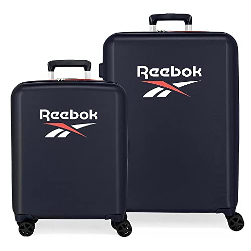 Reebok Roxbury Koffer-Set, Blau, 55/70 cm, robust, ABS-Kunststoff, integrierter TSA-Verschluss, 119,4 l, 6 kg, 4 Doppelrollen, Handgepäck, blau, Set de maletas, kofferset von Reebok