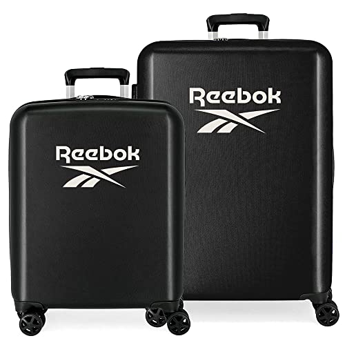 Reebok Roxbury Koffer-Set, Schwarz, 55/70 cm, robust, ABS-Kunststoff, integrierter TSA-Verschluss, 119,4 l, 6 kg, 4 Doppelrollen, Handgepäck, Schwarz , Set de maletas, kofferset von Reebok