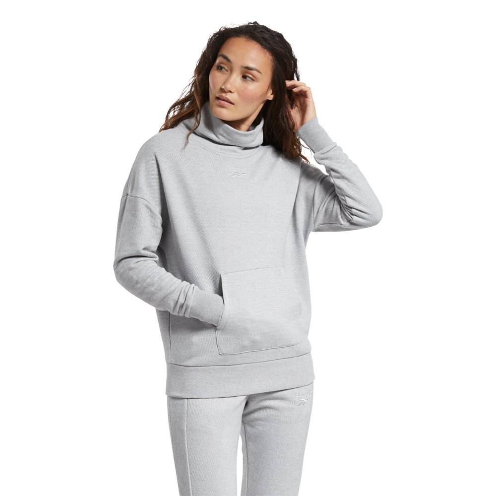 Reebok Training Essentials Textured Warm Coverup Sweatshirt Grau L Frau von Reebok