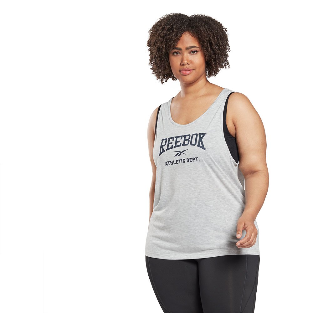 Reebok Workout Ready Supremium Graphic Big Sleeveless T-shirt Grau 3X Frau von Reebok