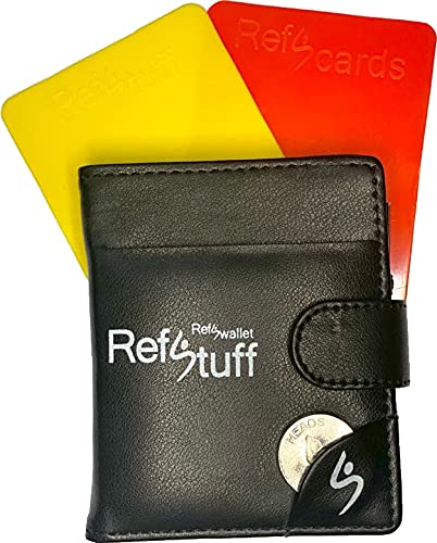 RefStuff RefSwallet Fußball-Schiedsrichter-Buch, Leder, Notizbuch, mit Streichholzblättern, Münze und roten, gelben, blauen und grünen Fußball-Schiedsrichterkarten von RefStuff RefScorer