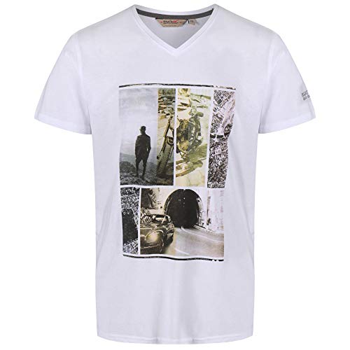 Regatta Herren Calton Coolweave Graphic V-Ausschnitt T-Shirt, weiß, M von Regatta