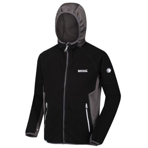 Regatta Herren Kinver Wool Kapuzen-Fleece, Strick-Effekt, Extol-Stretch, mit Reißverschluss, Schwarz/Magnet, 3XL von Regatta