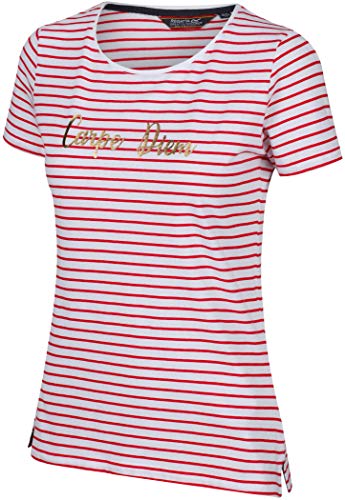 Regatta Women Olwyn' Coolweave Cotton Striped Short Sleeve T-Shirts/Polos/Vests, True Red, 10 von Regatta