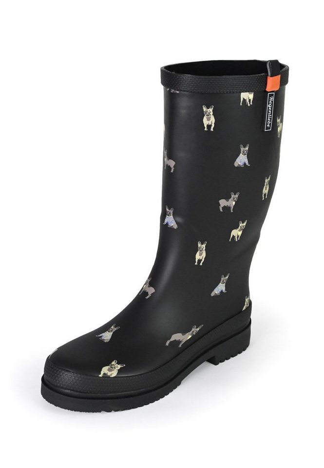 Regenliebe Waldi Mops High Gummistiefel Langschaft Stiefel mit Hundemotiv von Regenliebe